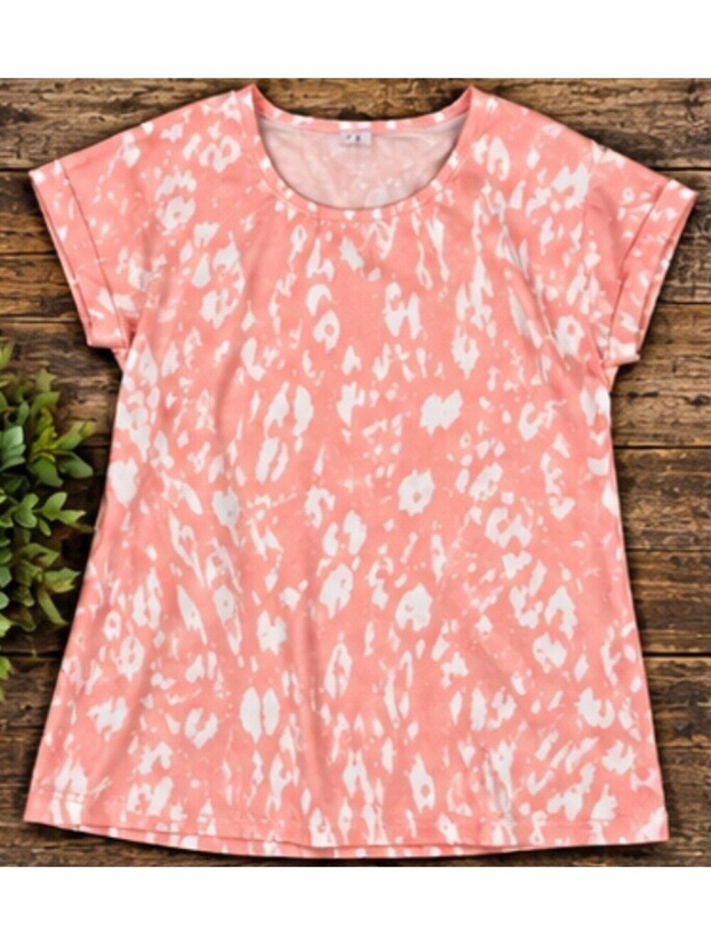 Pink animal print short sleeve blouse XL